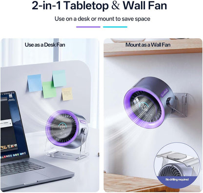 LIMITED TIME color way USB Desk Fan, Rechargeable & Wall-Mountable, Digital display