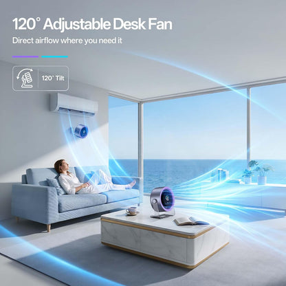 LIMITED TIME color way USB Desk Fan, Rechargeable & Wall-Mountable, Digital display