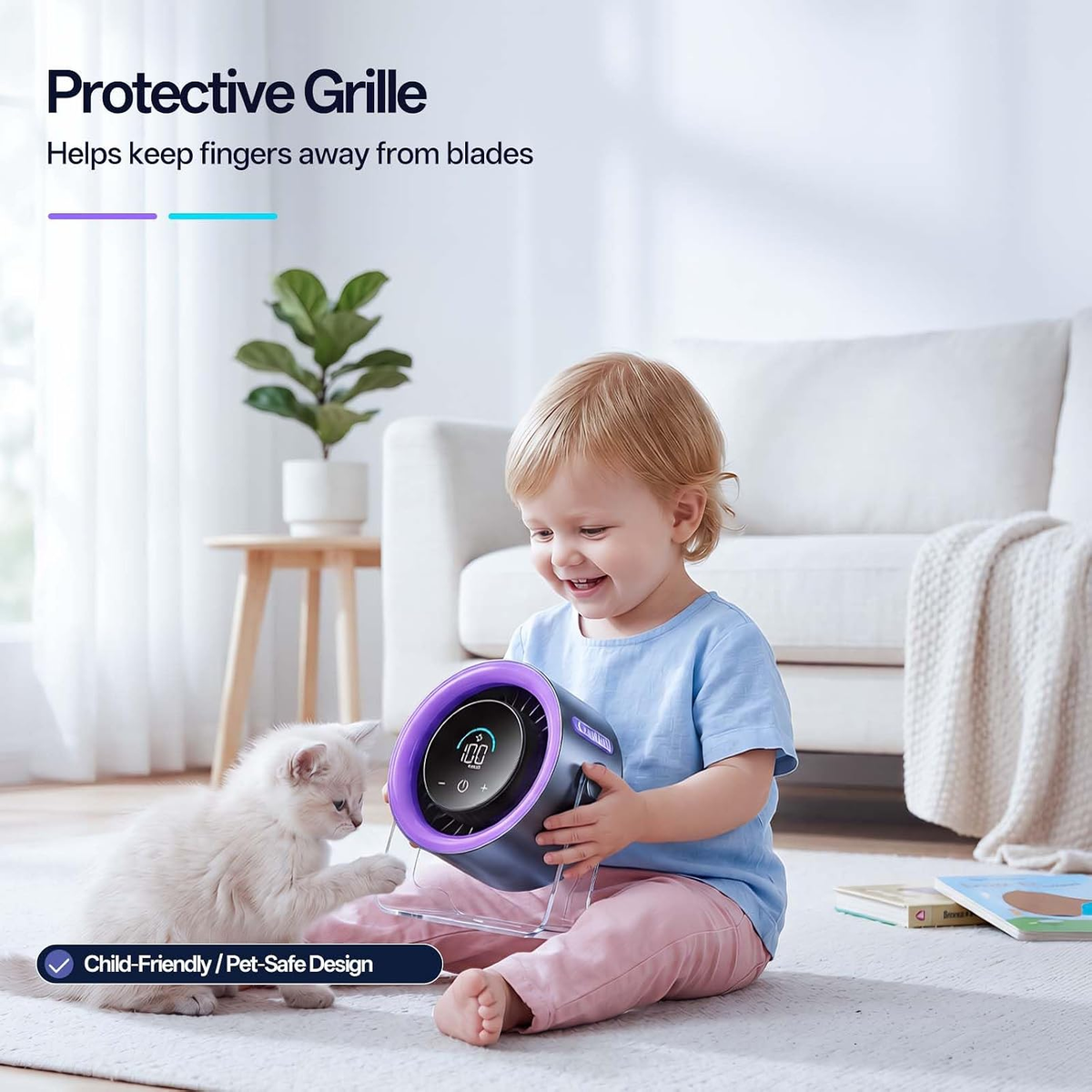 LIMITED TIME color way USB Desk Fan, Rechargeable & Wall-Mountable, Digital display